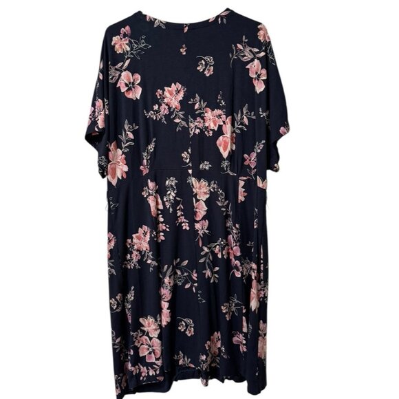 J Jill Dress Size XL Petite Floral Wooden Buttons Stretch Short‎ Sleeve Colorful - Picture 2 of 9